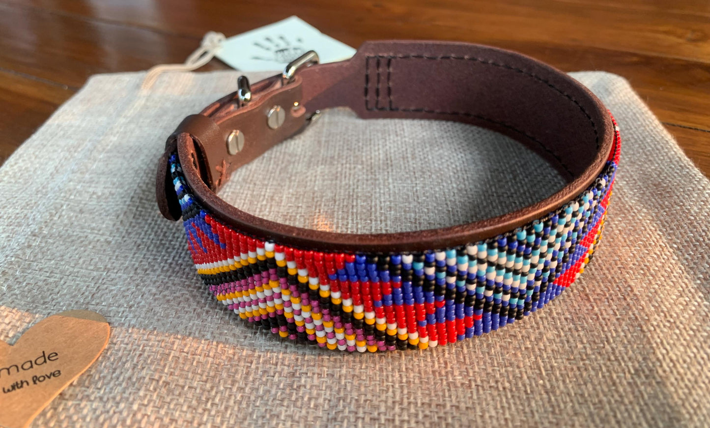 Beaded leather dog collar Unique dog collar Dog collar for boy Dog collar for girl