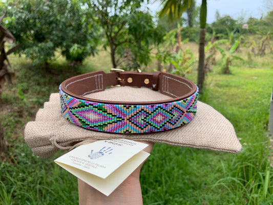 Beaded leather dog collar Unique dog collar Dog collar for boy Dog collar for girl