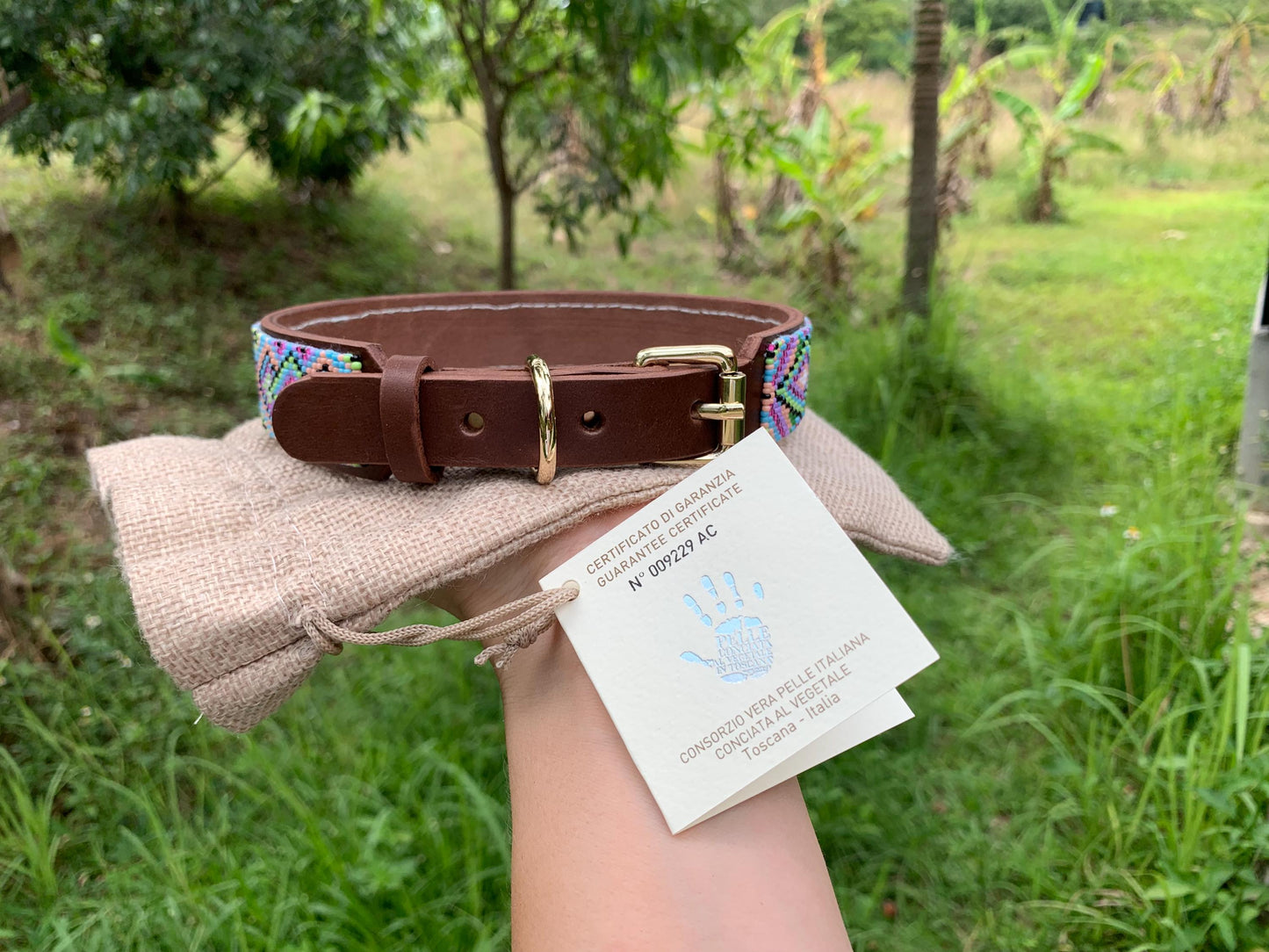 Beaded leather dog collar Unique dog collar Dog collar for boy Dog collar for girl