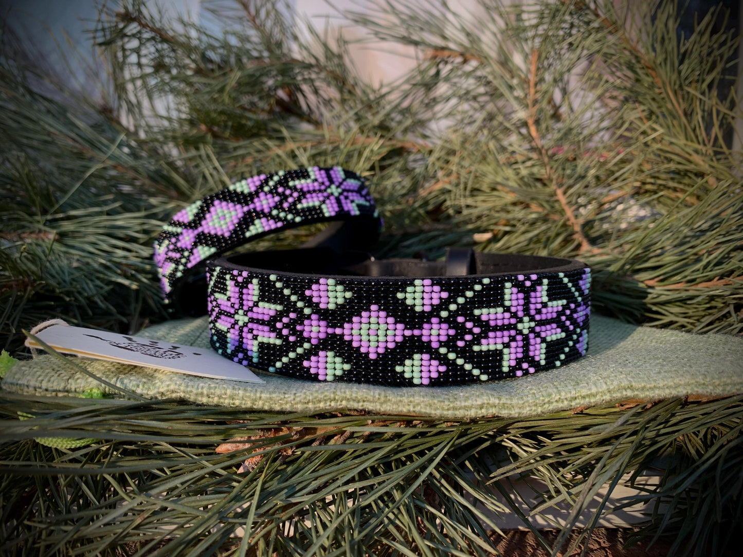 Beaded leather dog collar Unique dog collar Dog collar for boy Dog collar for girl