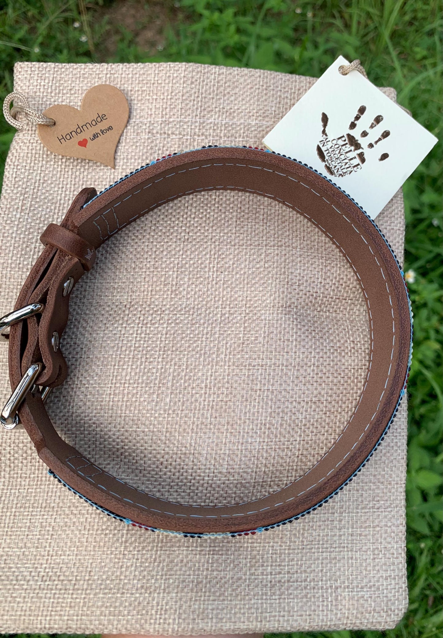 Beaded leather dog collar Unique dog collar Dog collar for boy Dog collar for girl