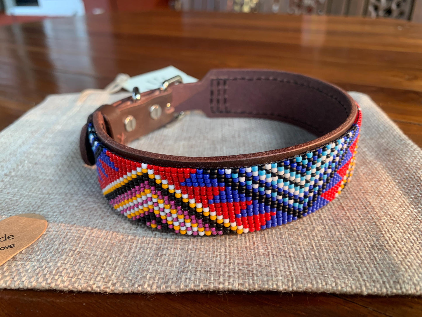 Beaded leather dog collar Unique dog collar Dog collar for boy Dog collar for girl