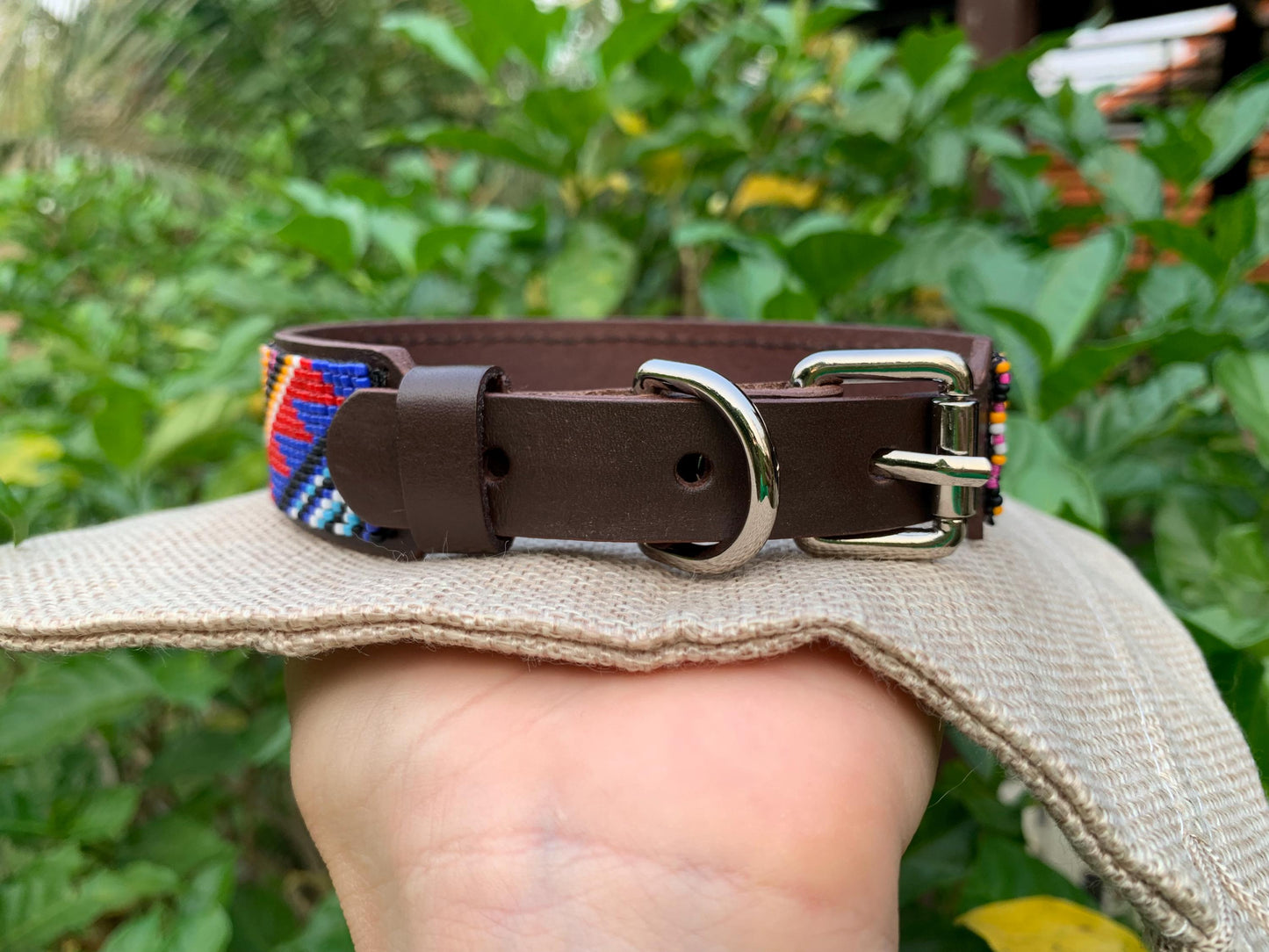 Beaded leather dog collar Unique dog collar Dog collar for boy Dog collar for girl