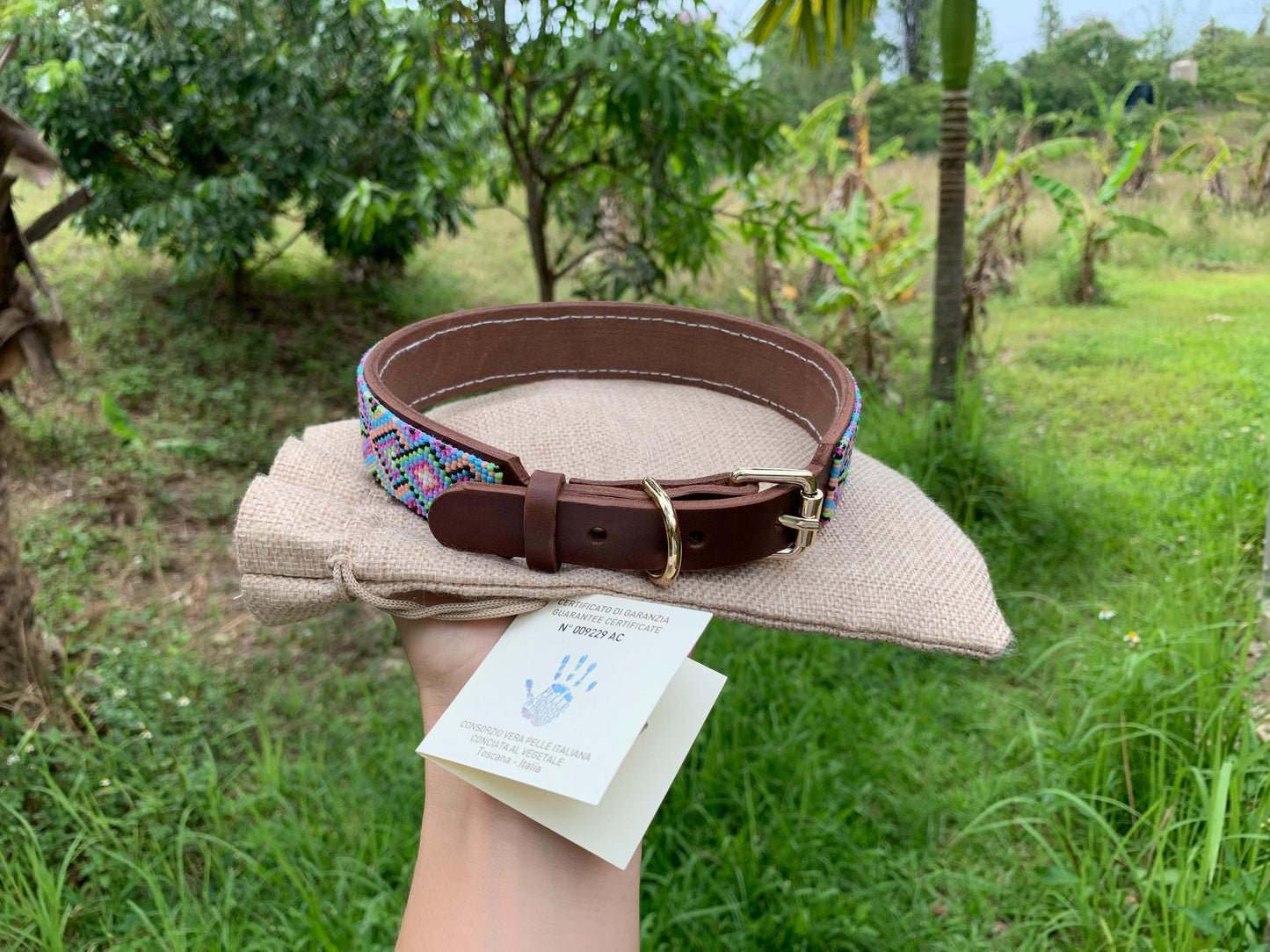 Beaded leather dog collar Unique dog collar Dog collar for boy Dog collar for girl