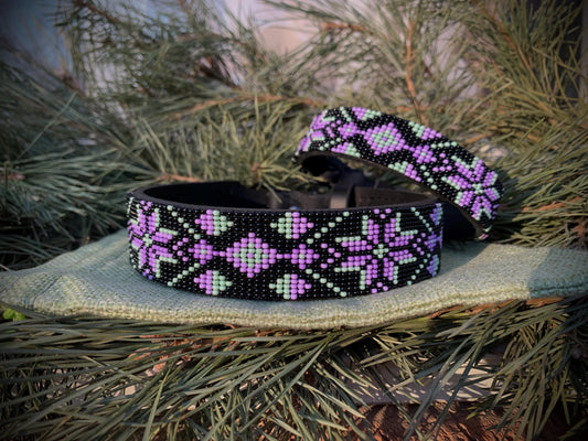 Beaded leather dog collar Unique dog collar Dog collar for boy Dog collar for girl