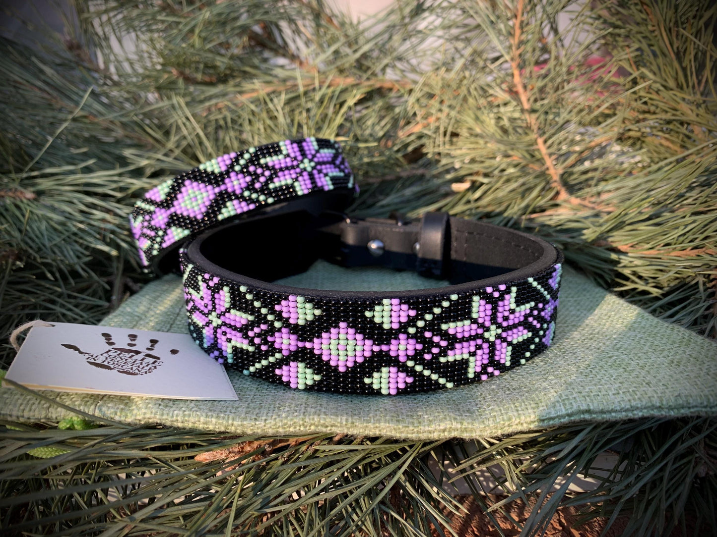 Beaded leather dog collar Unique dog collar Dog collar for boy Dog collar for girl