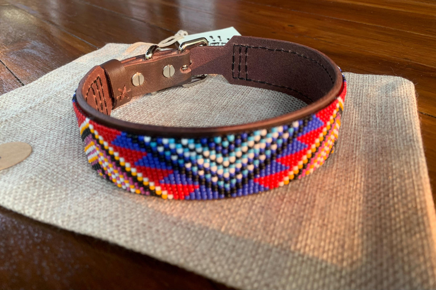 Beaded leather dog collar Unique dog collar Dog collar for boy Dog collar for girl